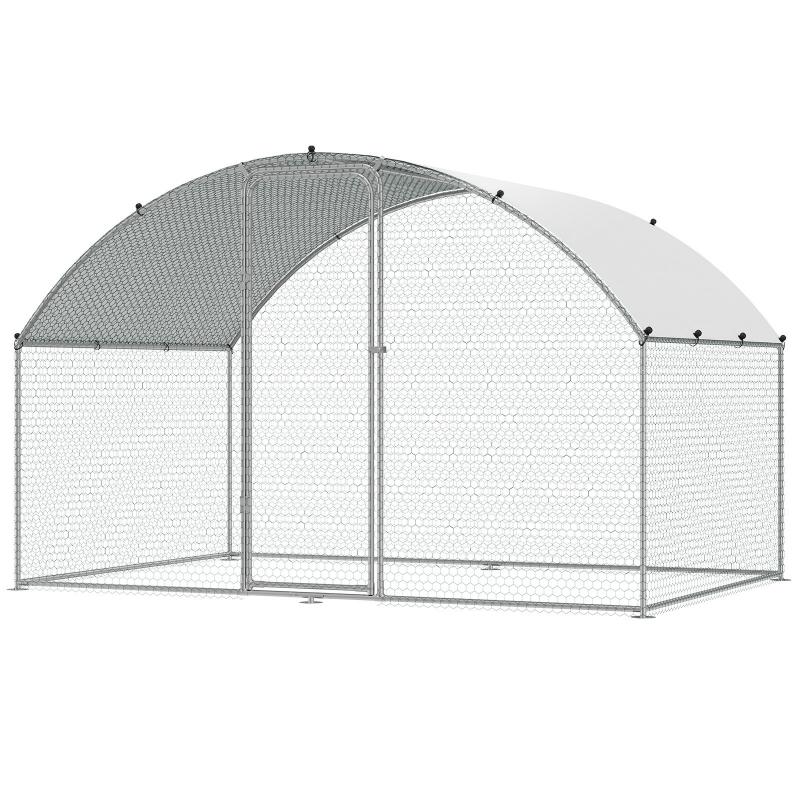Tyúkketrec, tyúkól, csirkeól kennel tetővel, horganyzott acél 300 x 200 cm