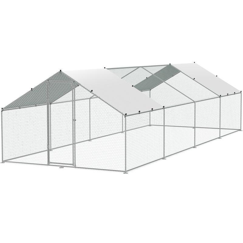 Tyúkketrec, tyúkól fedéllel, etetőnyílással  – horganyzott acél 300 x 800 x 200 cm