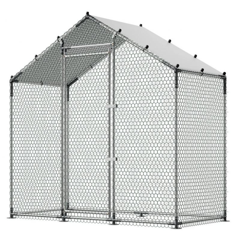 Tyúkketrec, tyúkól fedéllel, etetőnyílással  – Horganyzott acélból, 200x100x200 cm (4-6 csirke részre)