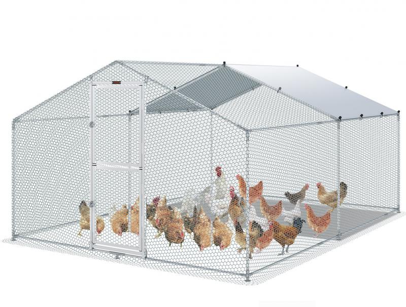 Tyúkketrec, tyúkól fedéllel, etetőnyílással  – Horganyzott acélból, 400 x 300 x 200 cm