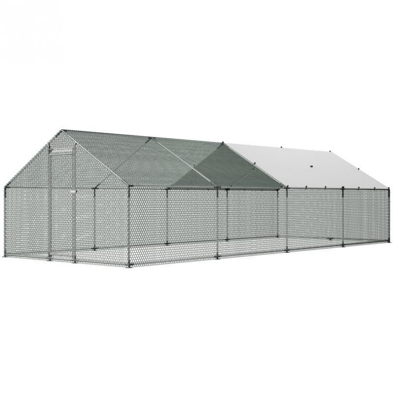 Tyúkketrec, tyúkól tetővel, biztonsági zárral – 300 × 800 × 200 cm