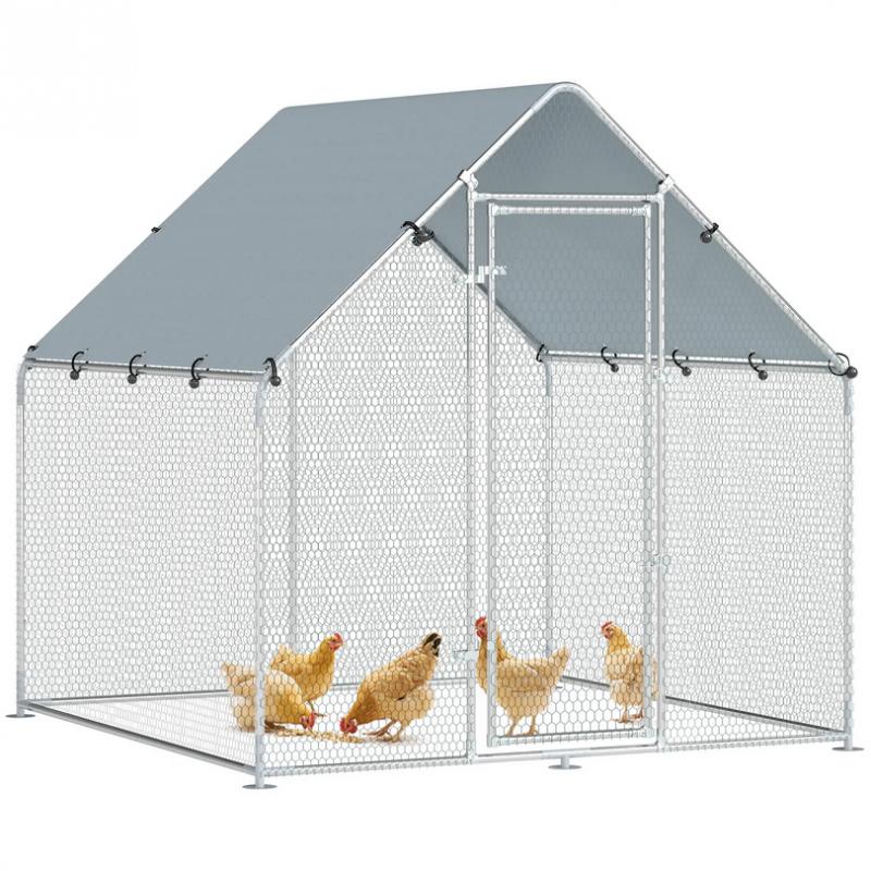 Tyúkól fedett tyúk kifutó zárható ajtóval, acél vázzal 200 × 200 × 200 cm 4–6 tyúk számára