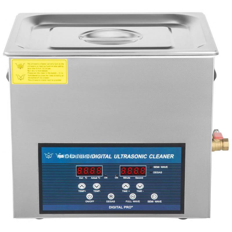 Ultrahangos tisztítókészülék 10 literes tartállyal – kettős frekvencia (28/40 kHz), 240 W ultrahangos teljesítmény, fűtésfunkcióval és digitális vezérléssel,