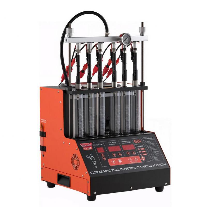 Ultrahangos üzemanyag-befecskendező tisztító és diagnosztikai tesztpad – 6 henger, 28 kHz, 70 W, 2000 ml tartály, 9 vizsgálati mód, EFI/GDI/FSI kompatibilitás