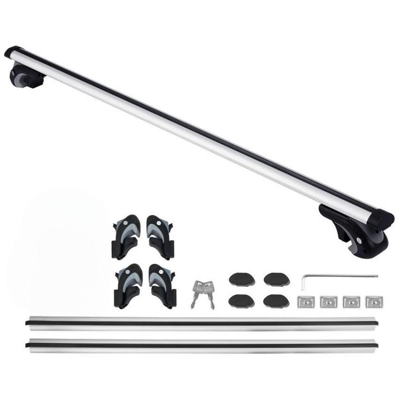 Univerzális tetőcsomagtartó keresztrúd – 132 cm hossz, 90 kg teherbírás, alumínium kivitel, zárható rögzítéssel, fúrásmentes szerelés