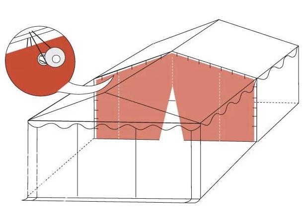 Válaszfal 8m x 2,6m lángálló parti rendezvénysátorhoz