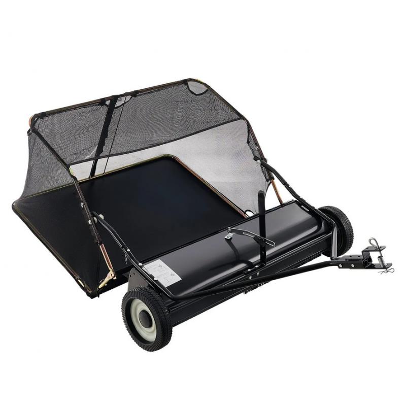 Vontatható fű- és lombseprő gyeptraktorhoz, 107 cm, 340 liter, állítható seprési magasság