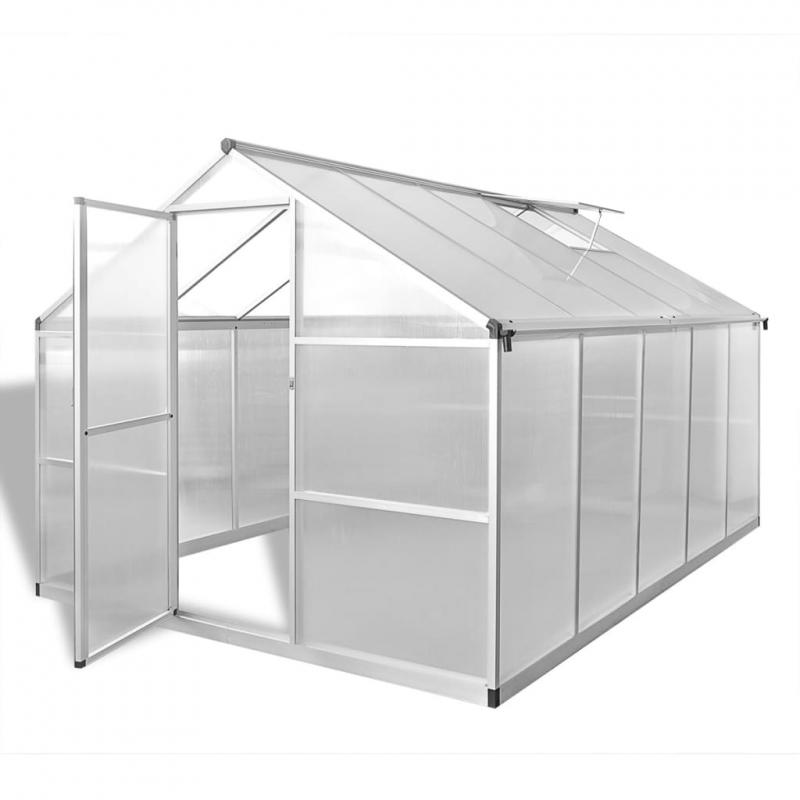 XXL Alumínium üvegház időjárásálló melegház alapkerettel 302 x 250 x 195 cm