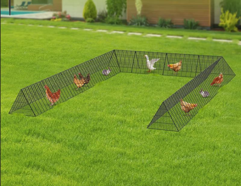 XXL Kültéri hordozható csirkealagút, tyúkkifutó, legeltető szett sarokkerettel – 2 darabos készlet, 600 x 400 x 61,5 cm