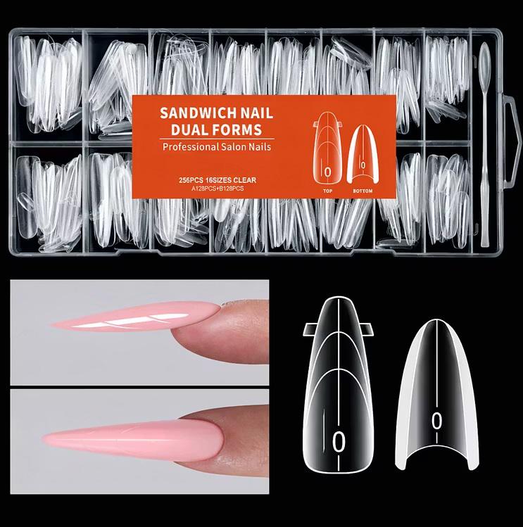 256 Db-Os Plastic Form System - Sandwich Nail Dual Form - 16 Méretben - 84588