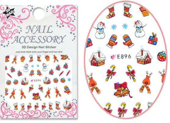 Karácsonyi Körömmatrica E896, Öntapadós, Bájos karácsonyi minták #62