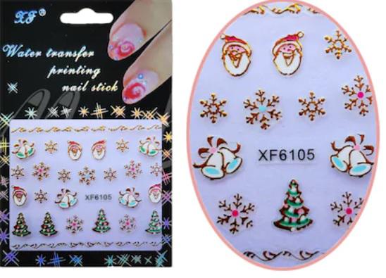 Karácsonyi Körömmatrica XF6105, Öntapadós, Arany Karácsony #69