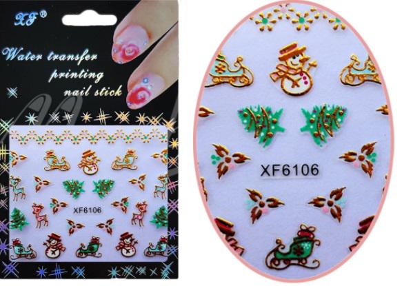 Karácsonyi Körömmatrica XF6106, Téli világ #70