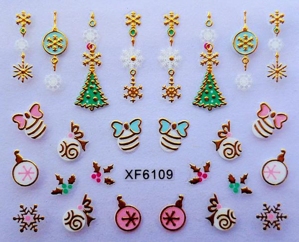 Karácsonyi Körömmatrica XF6109, Öntapadós #7