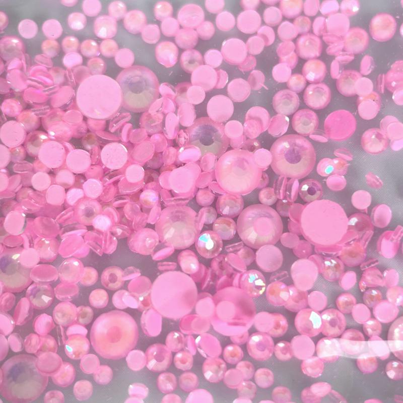 Körömdíszítő Kristály -Világítós Sötétben- Vegyes Méret - 720Db Opal Pink