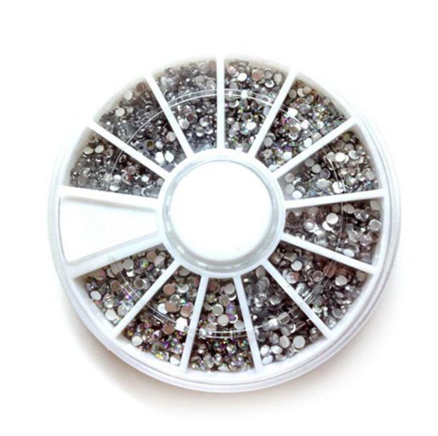 Körömdíszítő tárcsa 12 rekeszes #001 Crystal/Crystal AB