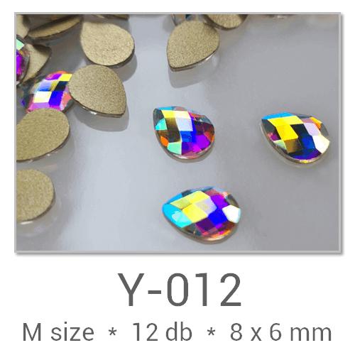 Profinails forma strasszkövek #Y-012 Crystal AB 12 db (8x6 mm csepp)