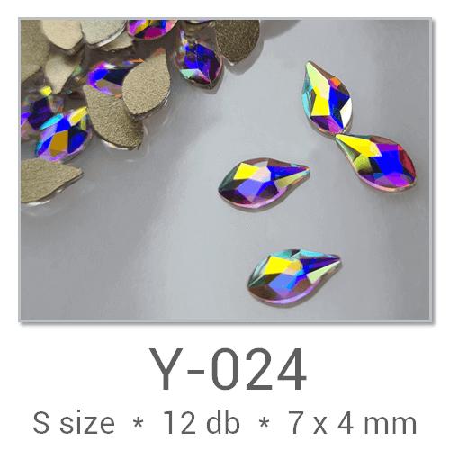 Profinails forma strasszkövek #Y-024 Crystal AB 12 db (7x4 mm csepp)