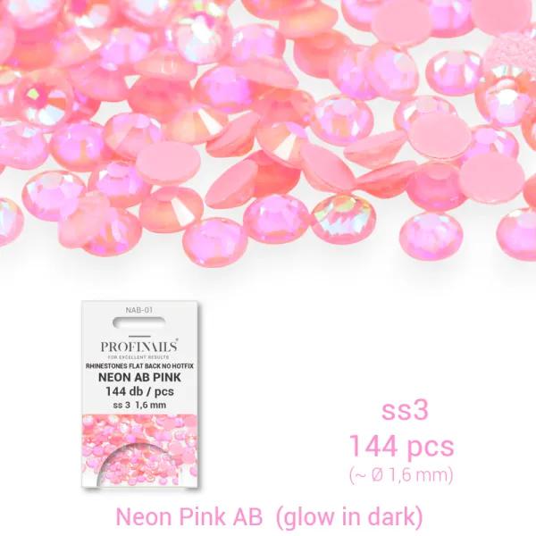 Profinails kristálykő refill 144 db Neon AB s3 No. NAB-01 Pink