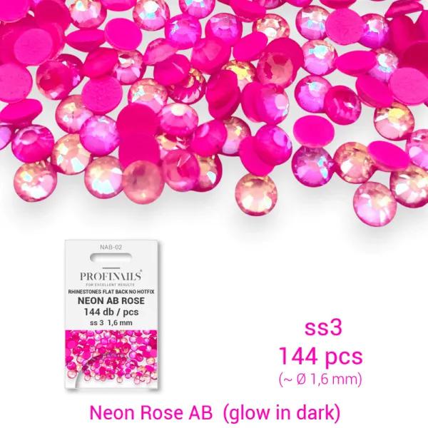 Profinails kristálykő refill 144 db Neon AB s3 No. NAB-02 Rose