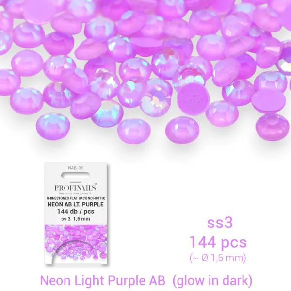 Profinails kristálykő refill 144 db Neon AB s3 No. NAB-03 Light Purple