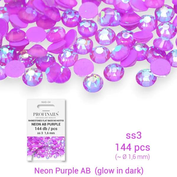 Profinails kristálykő refill 144 db Neon AB s3 No. NAB-04 Purple