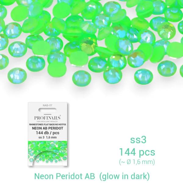 Profinails kristálykő refill 144 db Neon AB s3 No. NAB-07 Peridot