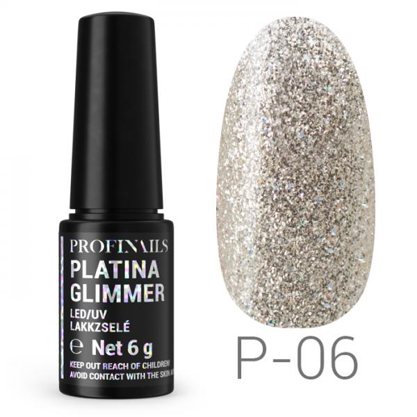 Profinails Platina Glimmer LED/UV lakkzselé 6gr P-06