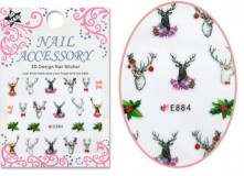 Karácsonyi Körömmatrica E884, Öntapadós, Rénszarvasok #64