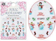 Karácsonyi Körömmatrica E892, Öntapadós, Hóemberes #61