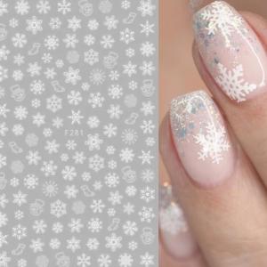 Karácsonyi körömmatrica F281 Fehér