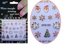 Karácsonyi Körömmatrica XF6105, Öntapadós, Arany Karácsony #69