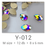 Profinails forma strasszkövek #Y-012 Crystal AB 12 db (8x6 mm csepp)