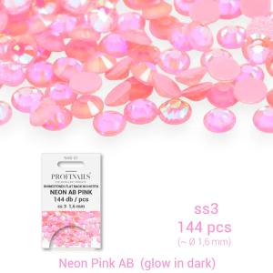 Profinails kristálykő refill 144 db Neon AB s3 No. NAB-01 Pink