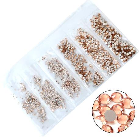 Vegyes méretű kristálykő 1440 db Light Peach