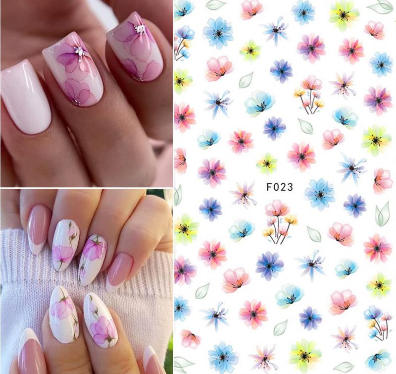 Virágos körömmatrica F023