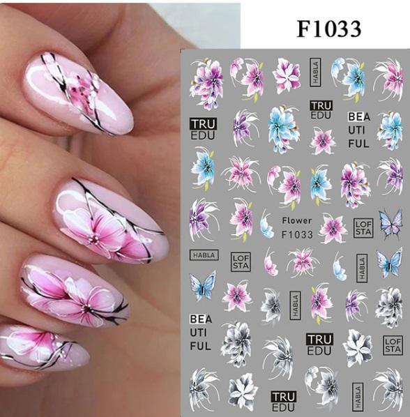 Virágos körömmatrica F1033