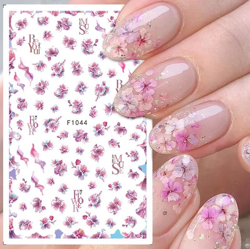 Virágos körömmatrica F1044
