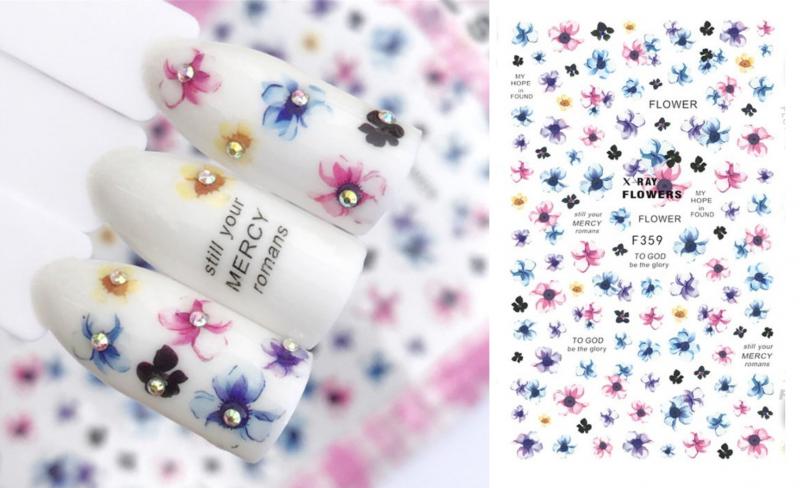 Virágos körömmatrica F359