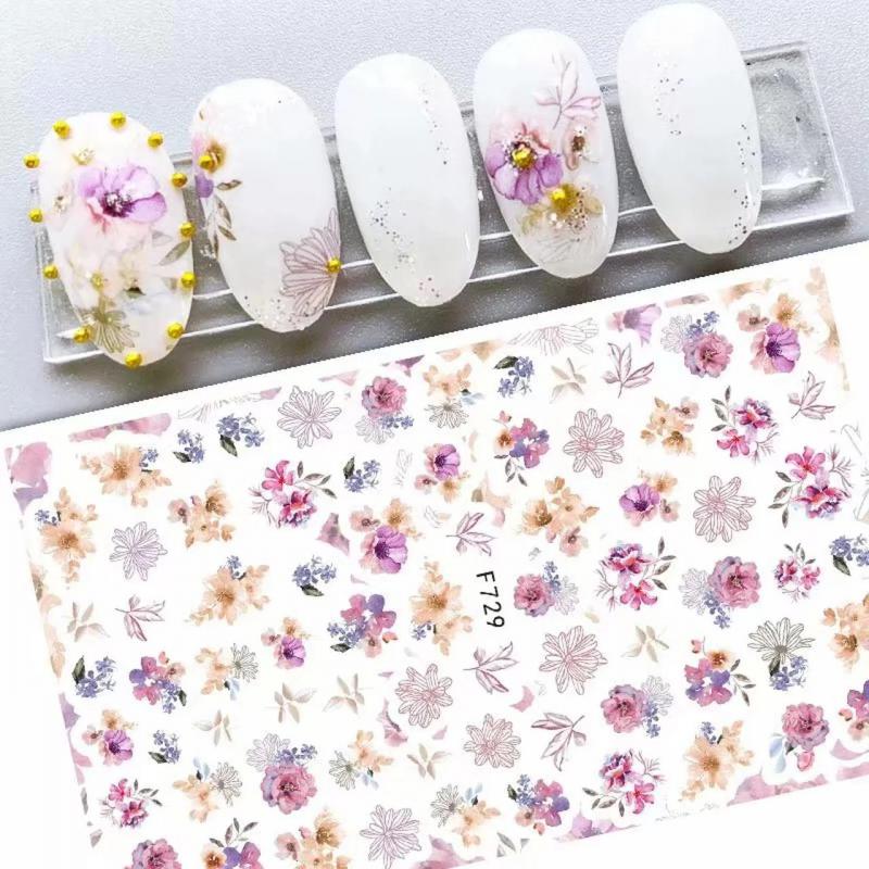 Virágos körömmatrica F729