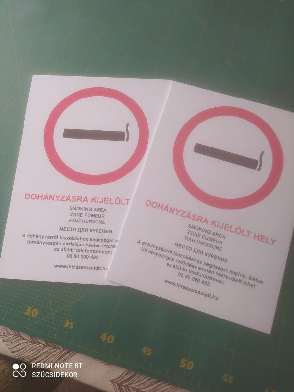 Dohányzásra kijelölt hely tábla (A/4)