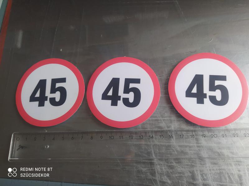 Maximális sebesség matrica 45 km d80mm /EU-HU/