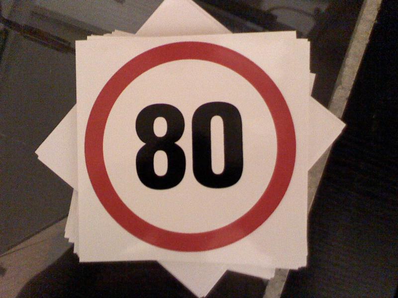 Maximális sebesség matrica 80 km d130mm /EU-HU/