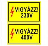 Vigyázz! 230V vagy 400V matrica