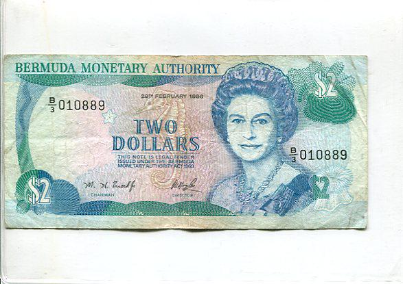 Bermuda 2 dollár bankjegy 1996
