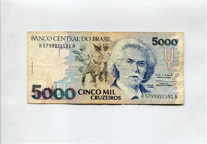 Brazília 5000 cruzeiro bankjegy 1992