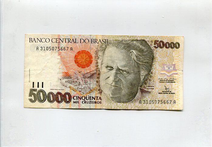 Brazília 50000 cruzeiro bankjegy 1992
