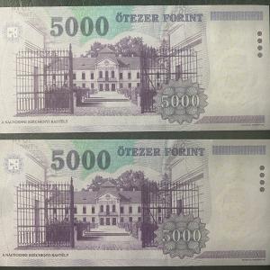 5.000 Ft (2008) BA 2 db sorszámkövető (UNC)