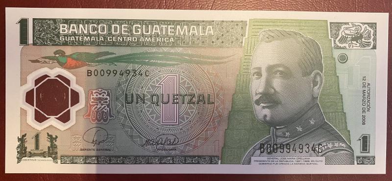 Guatemala 1 Quetzal bankjegy (UNC) 2008