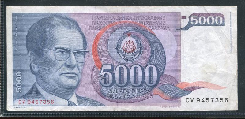 Jugoszlávia 5000 dínár (1985)
